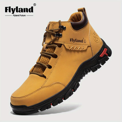 FLYLAND Original Men's Fashion Vintage Classical Genuine Leather Shoes Handmade Chukka Boots Daily Casual Work Office Shoes