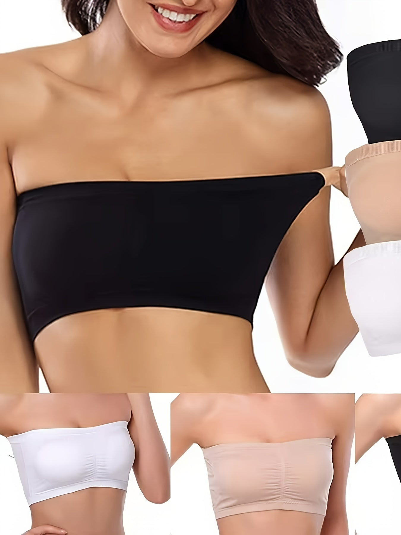 3PCS Plus Size Strapless Sheath Bra - Wireless, Comfortable, Soft Stretchy - For Women - Suitable for Everyday Wear - Perfect for Special Occasions & Gifts