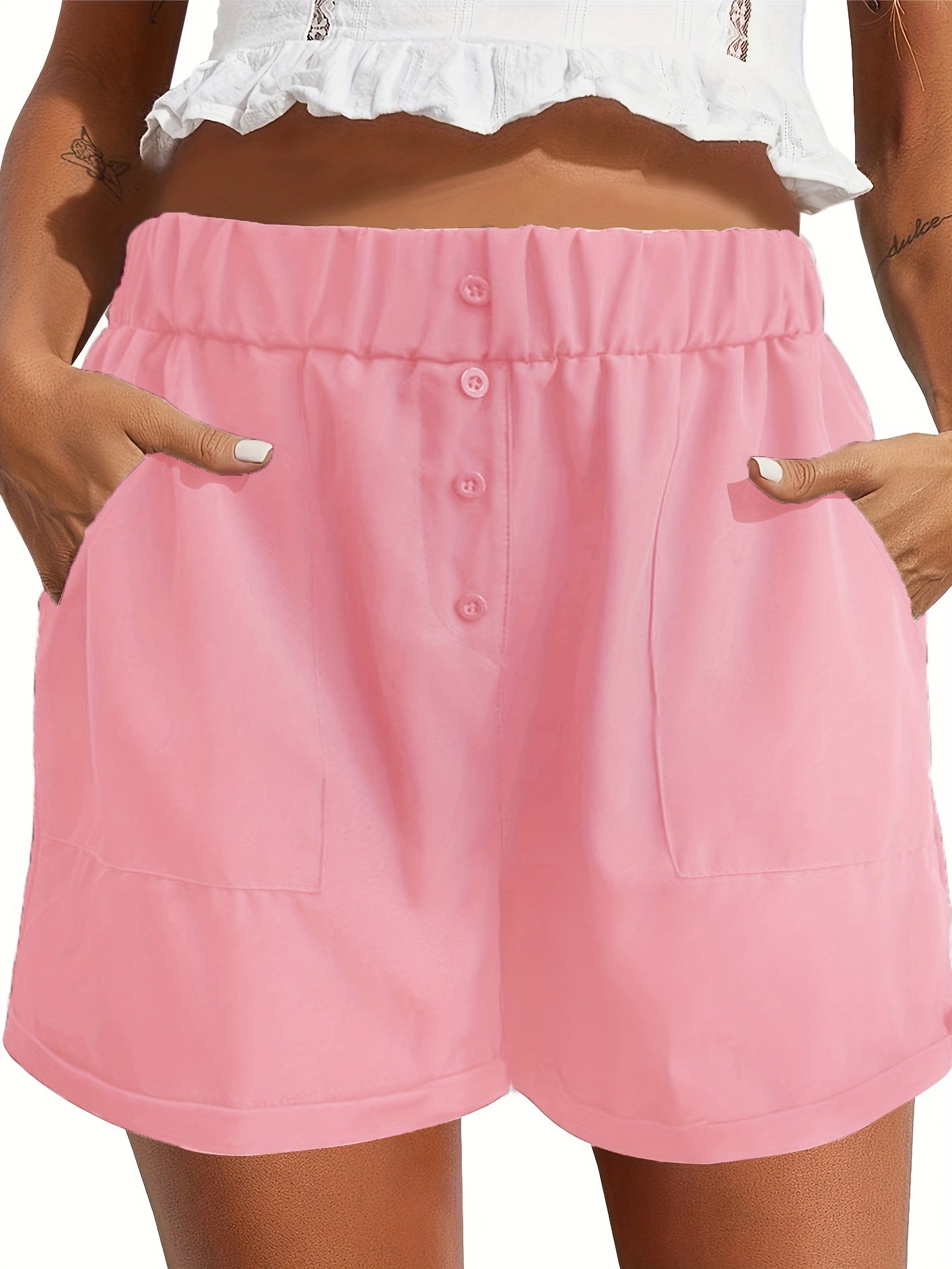 Tooluck Women'S Shorts Summer Casual Elastic Band High Waist Comfortable Shorts with Pockets