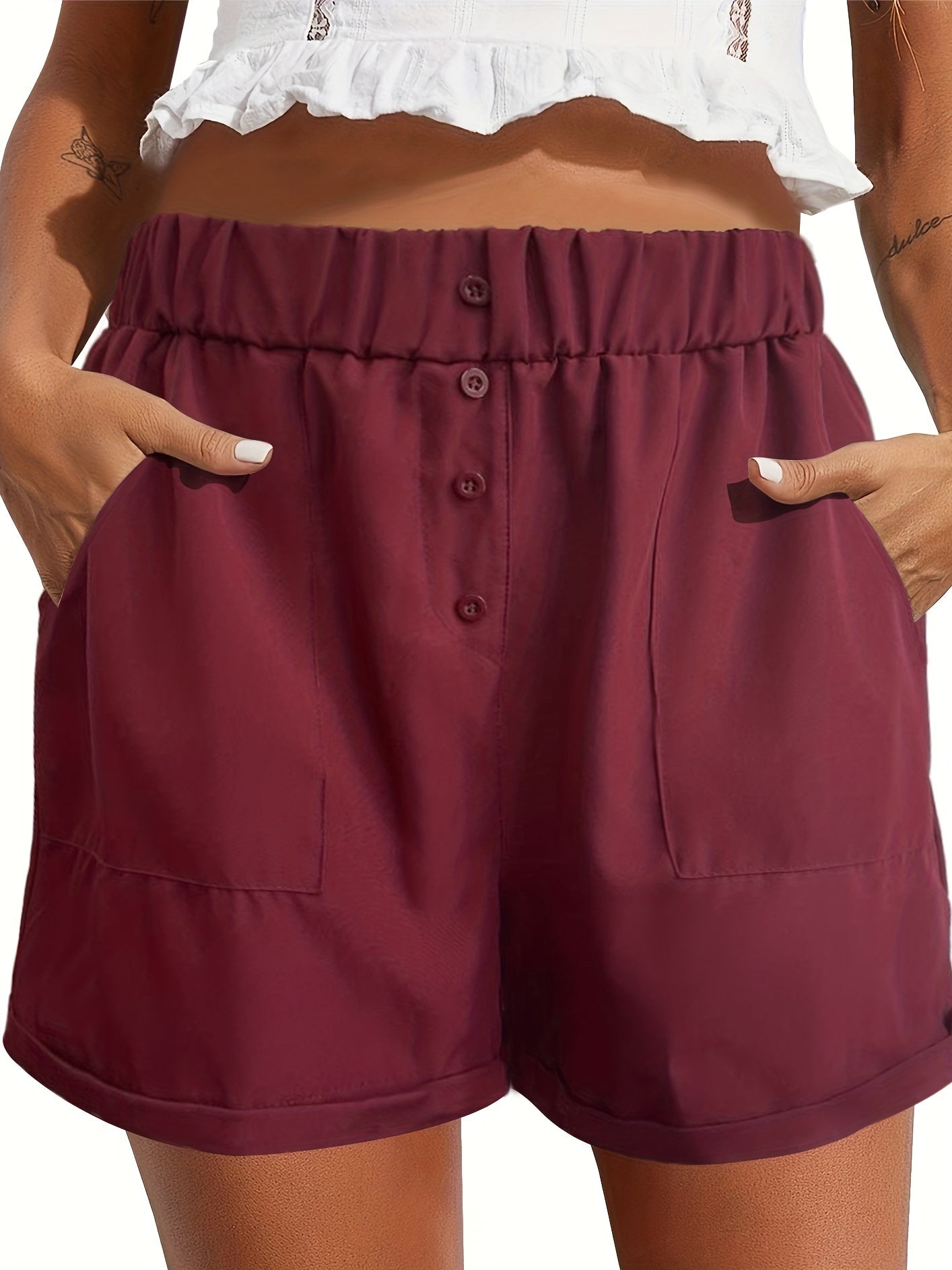 Tooluck Women'S Shorts Summer Casual Elastic Band High Waist Comfortable Shorts with Pockets