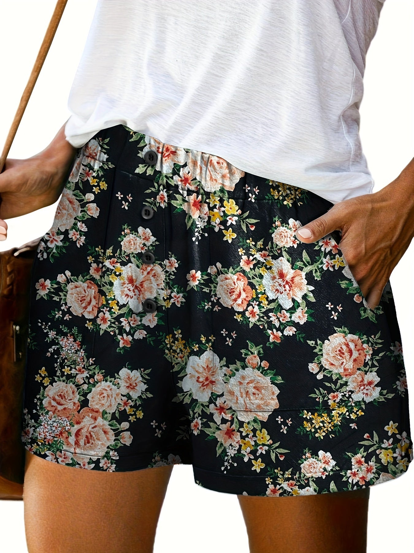 Tooluck Women'S Shorts Summer Casual Elastic Band High Waist Comfortable Shorts with Pockets