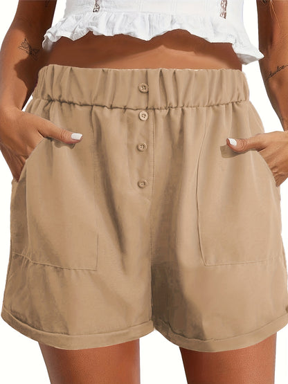 Tooluck Women'S Shorts Summer Casual Elastic Band High Waist Comfortable Shorts with Pockets