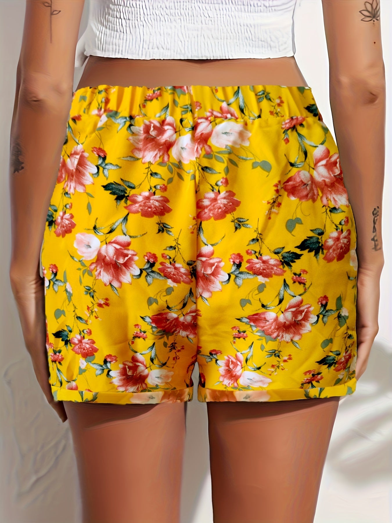 Tooluck Women'S Shorts Summer Casual Elastic Band High Waist Comfortable Shorts with Pockets