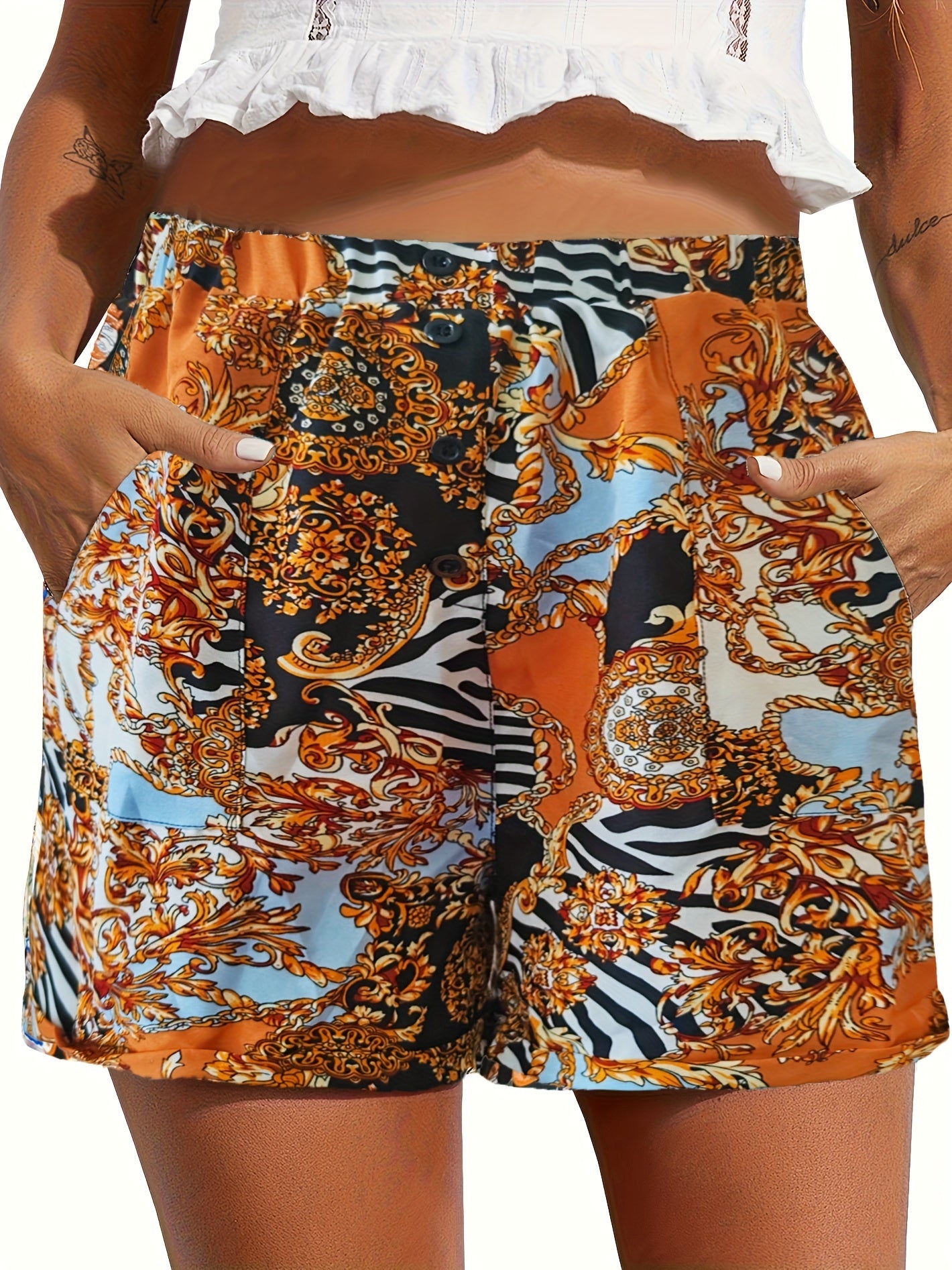 Tooluck Women'S Shorts Summer Casual Elastic Band High Waist Comfortable Shorts with Pockets