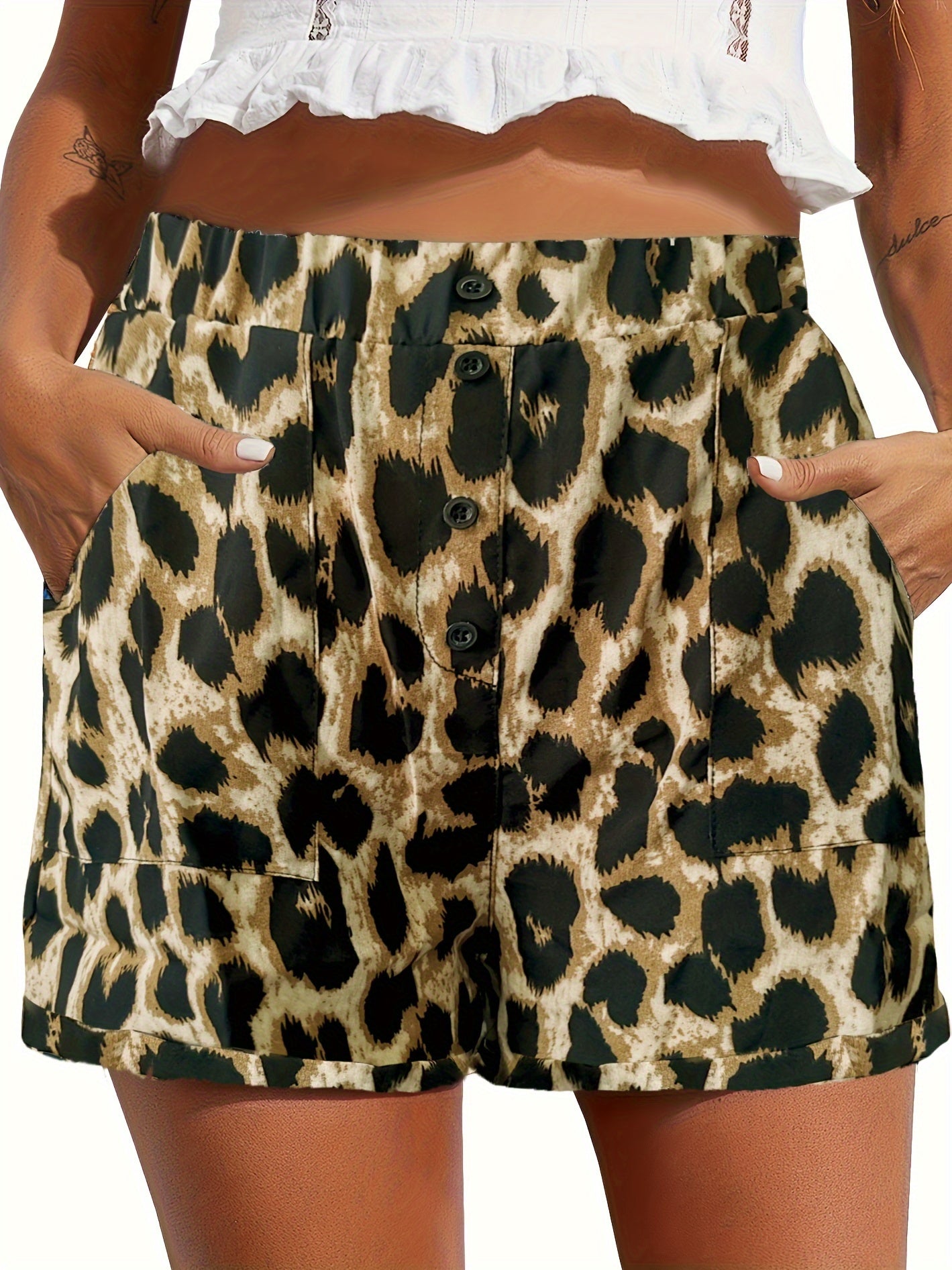 Tooluck Women'S Shorts Summer Casual Elastic Band High Waist Comfortable Shorts with Pockets
