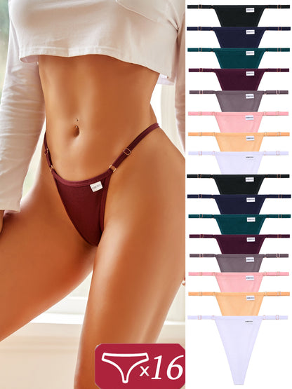 16pcs Adjustable Panties Women T-Back Sexy Underpants Comfortable G-string Underwear Intimates Female Bikini