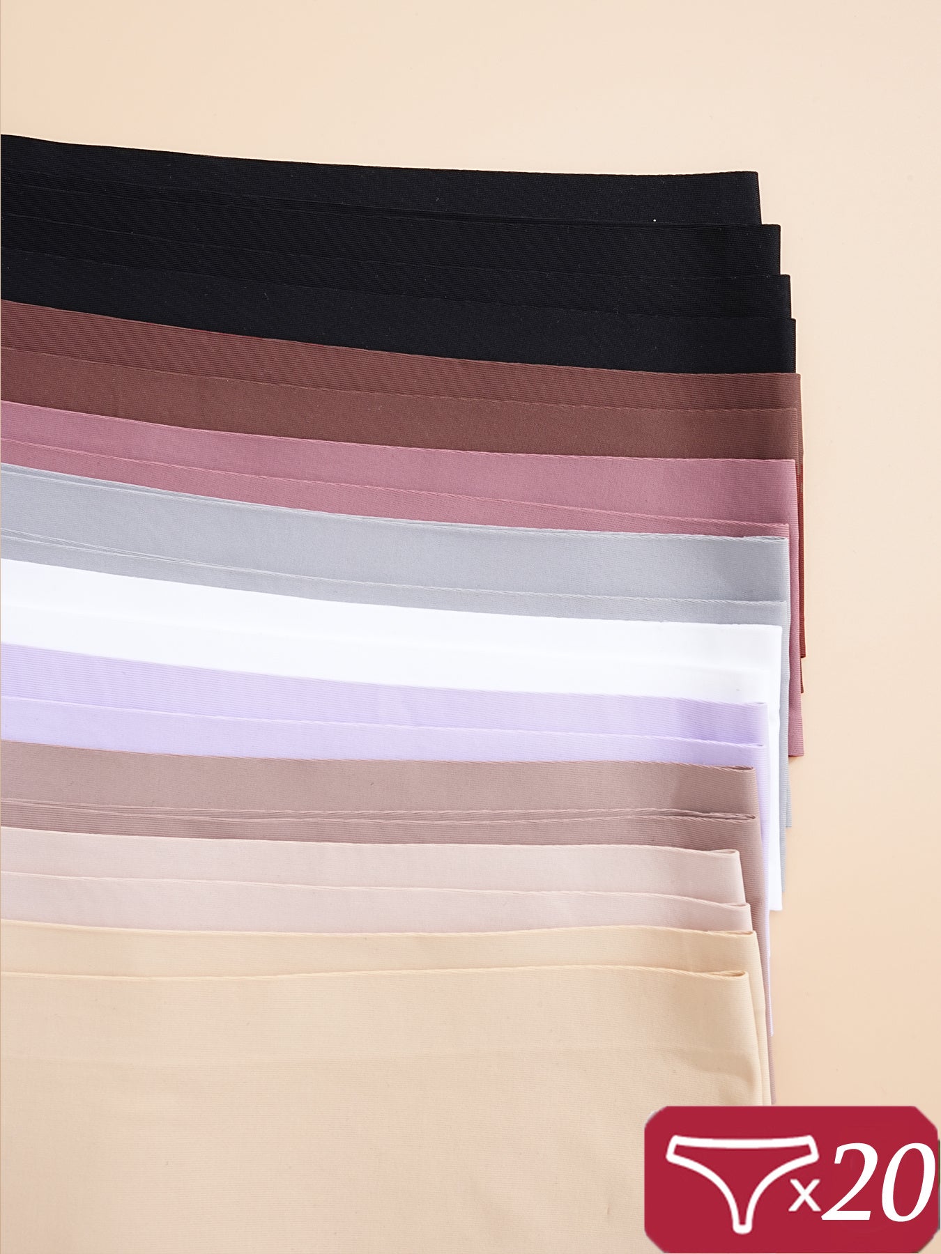 20pcs Seamless Panties Low Waist Women Brief Solid Color Underwear Soft and Comfortable Lingerie