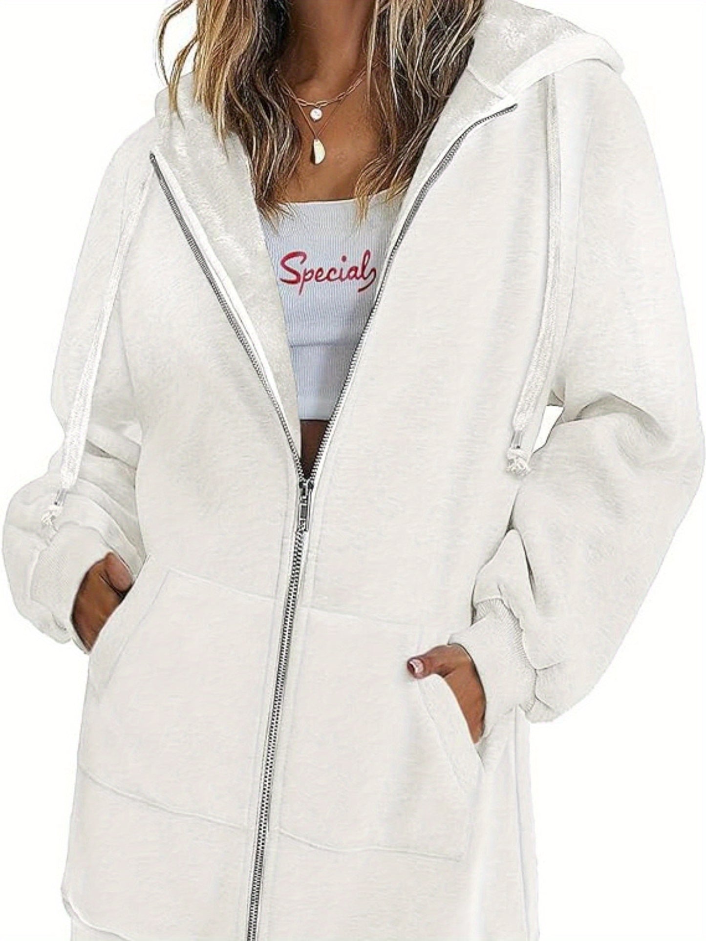 Zip Up Hoodies for Women Long Sleeve Oversized Sweatshirts Casual Jackets with Pockets
