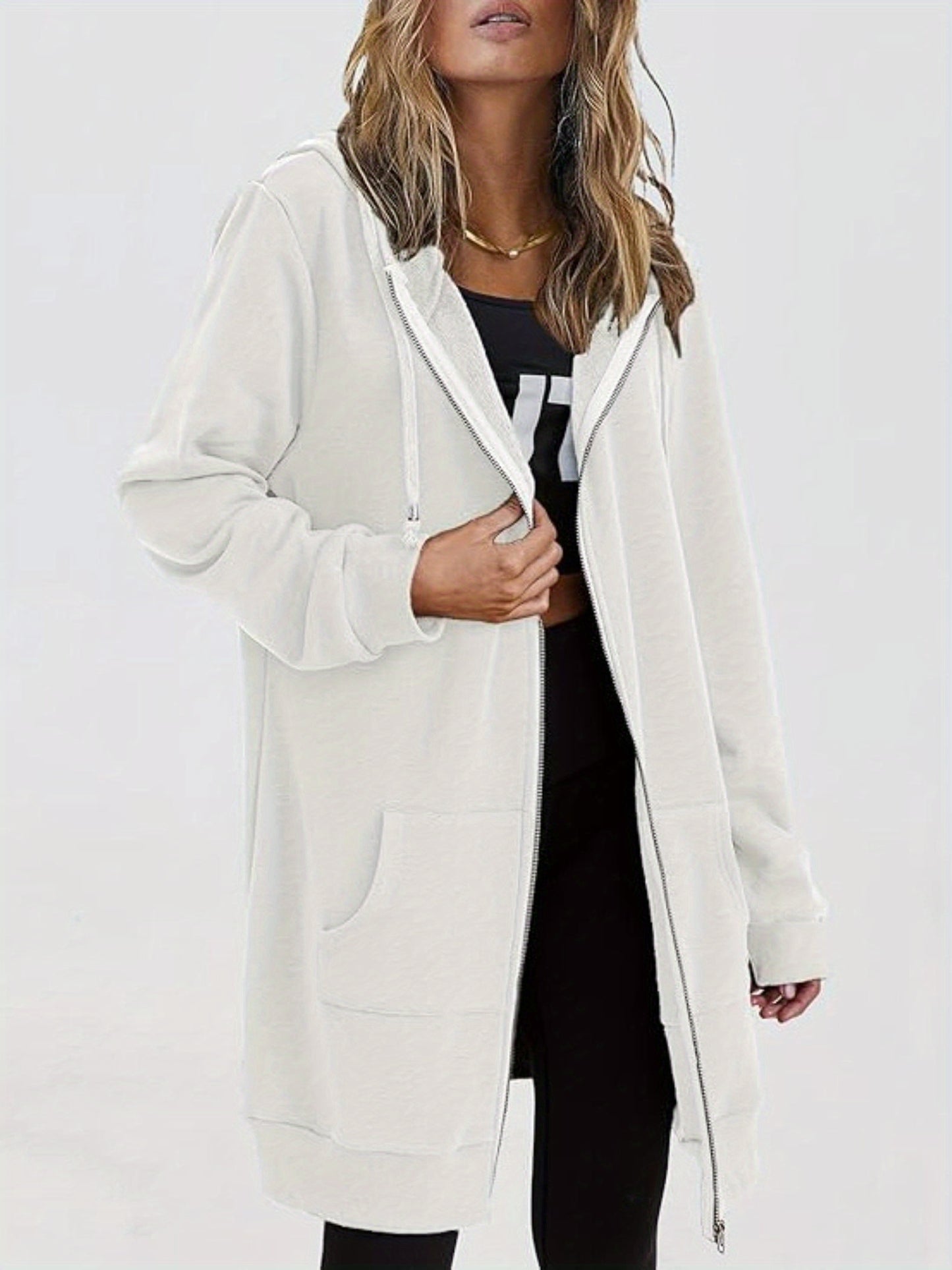 Zip Up Hoodies for Women Long Sleeve Oversized Sweatshirts Casual Jackets with Pockets