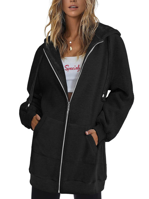Zip Up Hoodies for Women Long Sleeve Oversized Sweatshirts Casual Jackets with Pockets