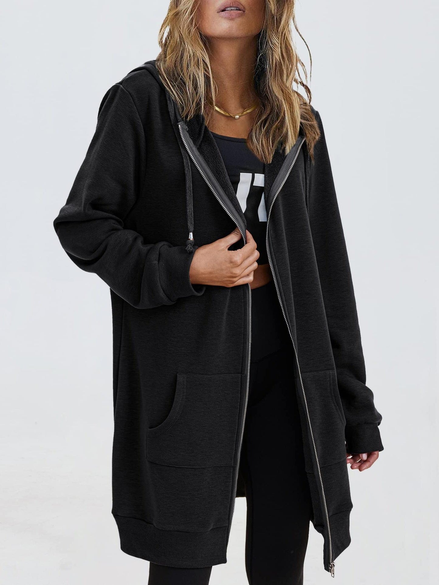 Zip Up Hoodies for Women Long Sleeve Oversized Sweatshirts Casual Jackets with Pockets