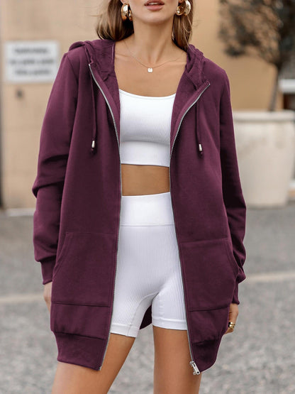 Zip Up Hoodies for Women Long Sleeve Oversized Sweatshirts Casual Jackets with Pockets
