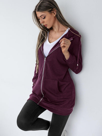 Zip Up Hoodies for Women Long Sleeve Oversized Sweatshirts Casual Jackets with Pockets