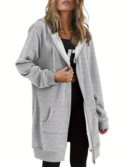 Zip Up Hoodies for Women Long Sleeve Oversized Sweatshirts Casual Jackets with Pockets