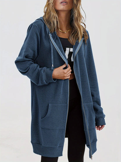 Zip Up Hoodies for Women Long Sleeve Oversized Sweatshirts Casual Jackets with Pockets