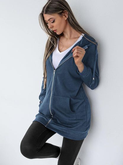 Zip Up Hoodies for Women Long Sleeve Oversized Sweatshirts Casual Jackets with Pockets
