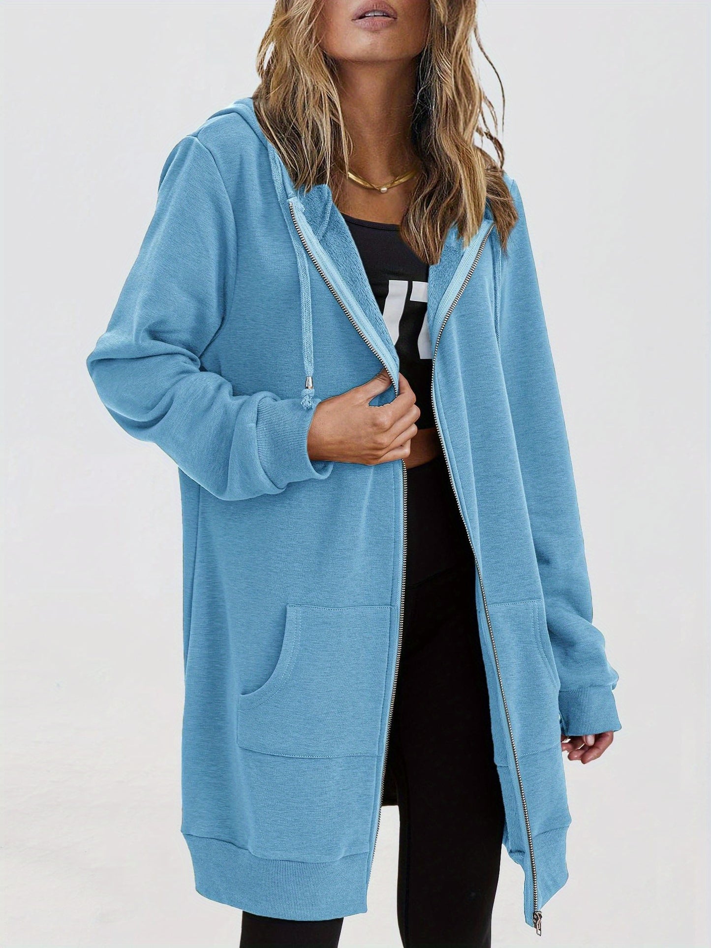 Zip Up Hoodies for Women Long Sleeve Oversized Sweatshirts Casual Jackets with Pockets