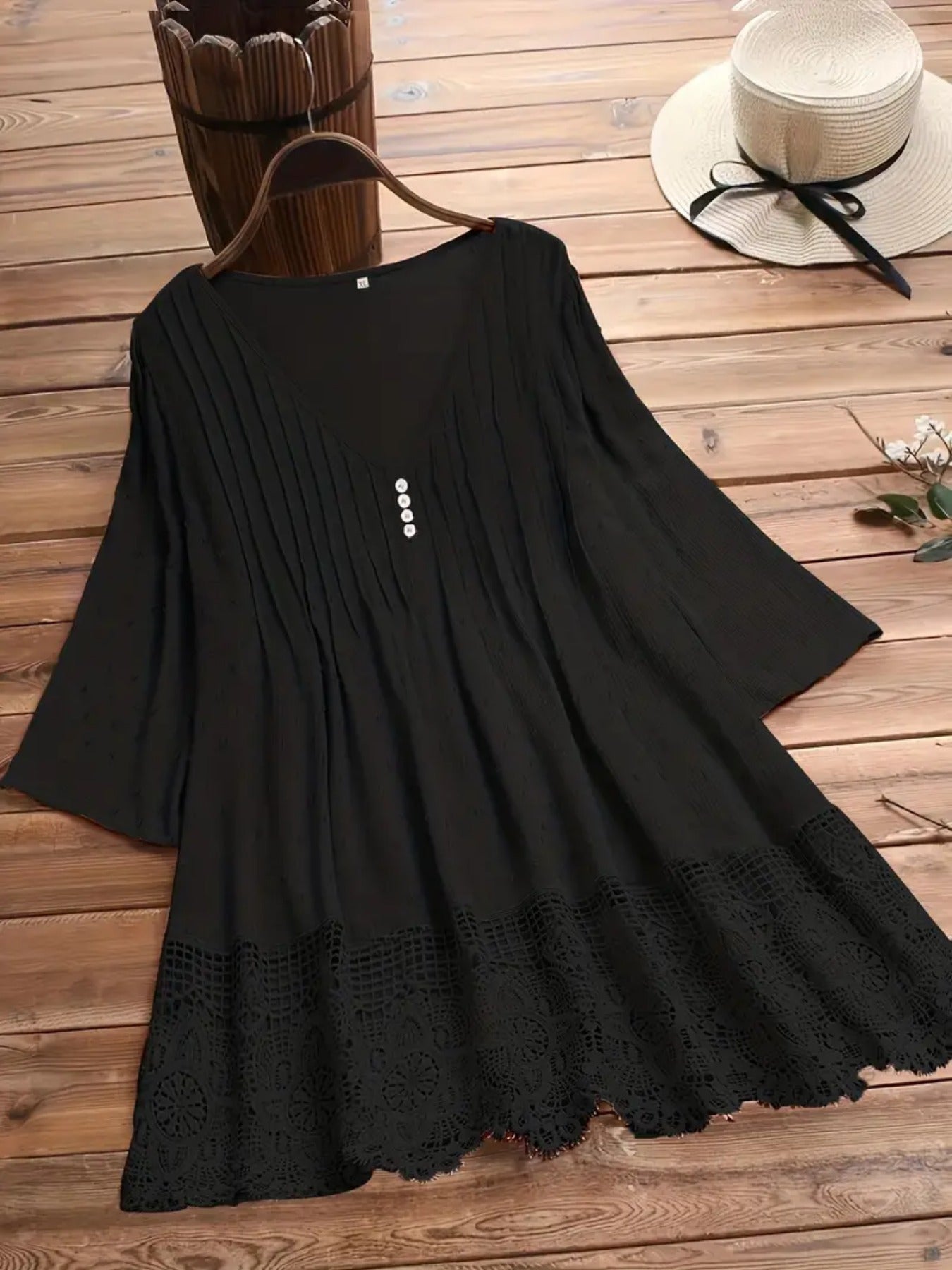 White Lace Floral Ruffle Blouse - product view 13