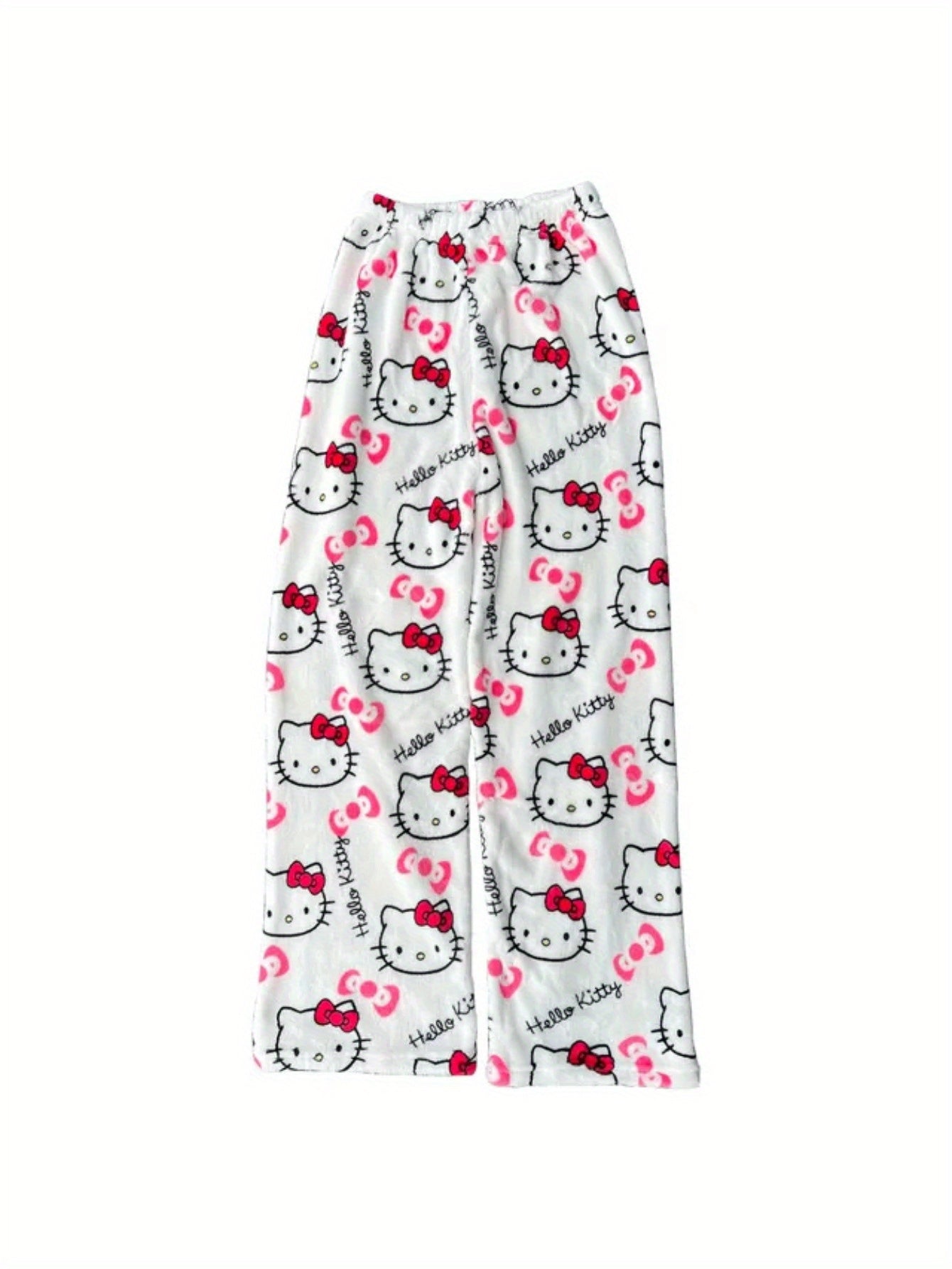 Sanrio Hello Kitty Men's Anime Pajamas - Hello Kitty Face & Iconic Print Flannel Sleepwear, Cozy Winter Lounge Pants, Machine Washable Cartoon Sleepwear for & Men (-)