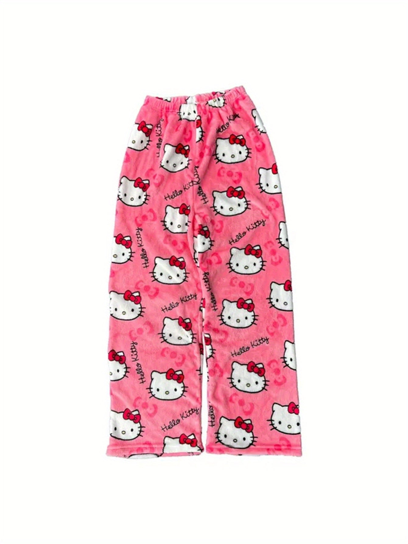 Sanrio Hello Kitty Y2K Kawaii Anime Flannel Pajamas Women'S Warm Cartoon Casual Home Pants Autumn Winter Fashion Trousers