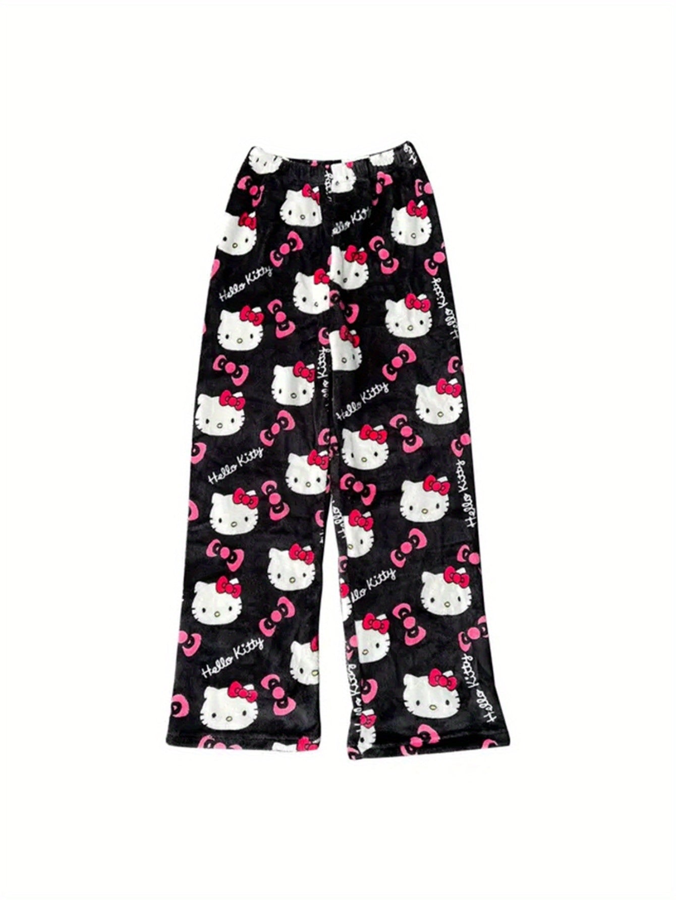 Sanrio Hello Kitty Men's Anime Pajamas - Hello Kitty Face & Iconic Print Flannel Sleepwear, Cozy Winter Lounge Pants, Machine Washable Cartoon Sleepwear for & Men (-)