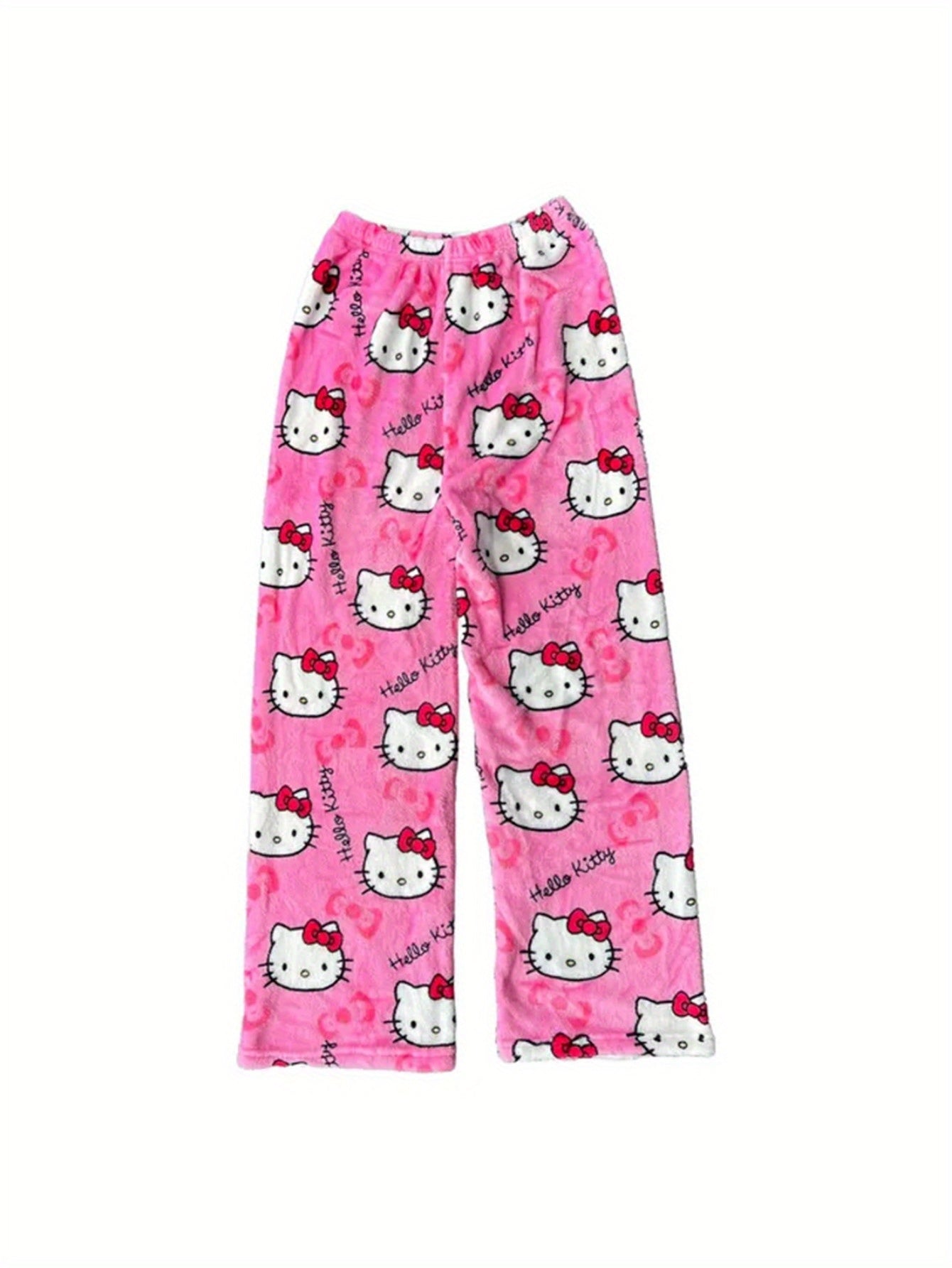 Sanrio Hello Kitty Men's Anime Pajamas - Hello Kitty Face & Iconic Print Flannel Sleepwear, Cozy Winter Lounge Pants, Machine Washable Cartoon Sleepwear for & Men (-)