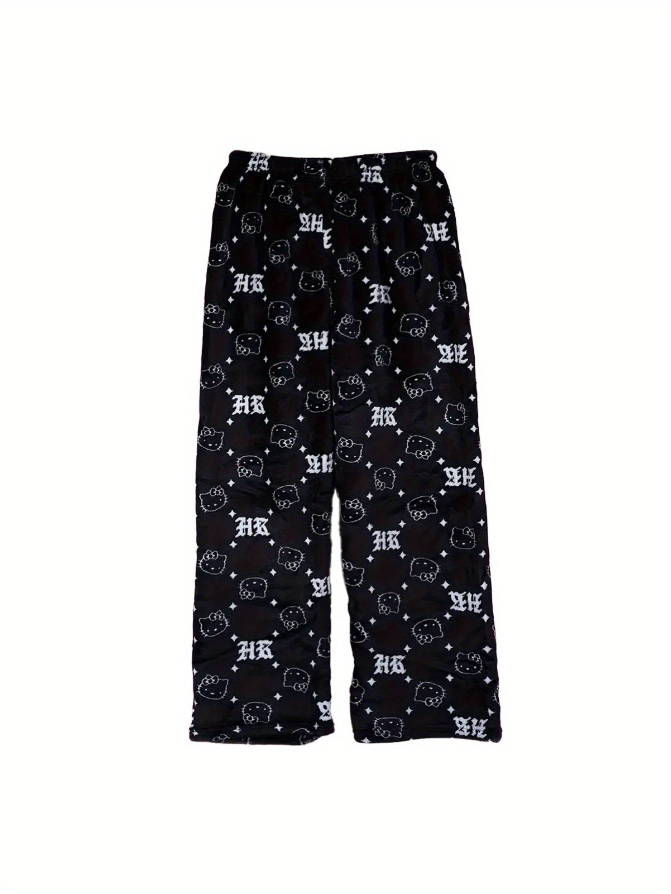 Sanrio Hello Kitty Men's Anime Pajamas - Hello Kitty Face & Iconic Print Flannel Sleepwear, Cozy Winter Lounge Pants, Machine Washable Cartoon Sleepwear for & Men (-)