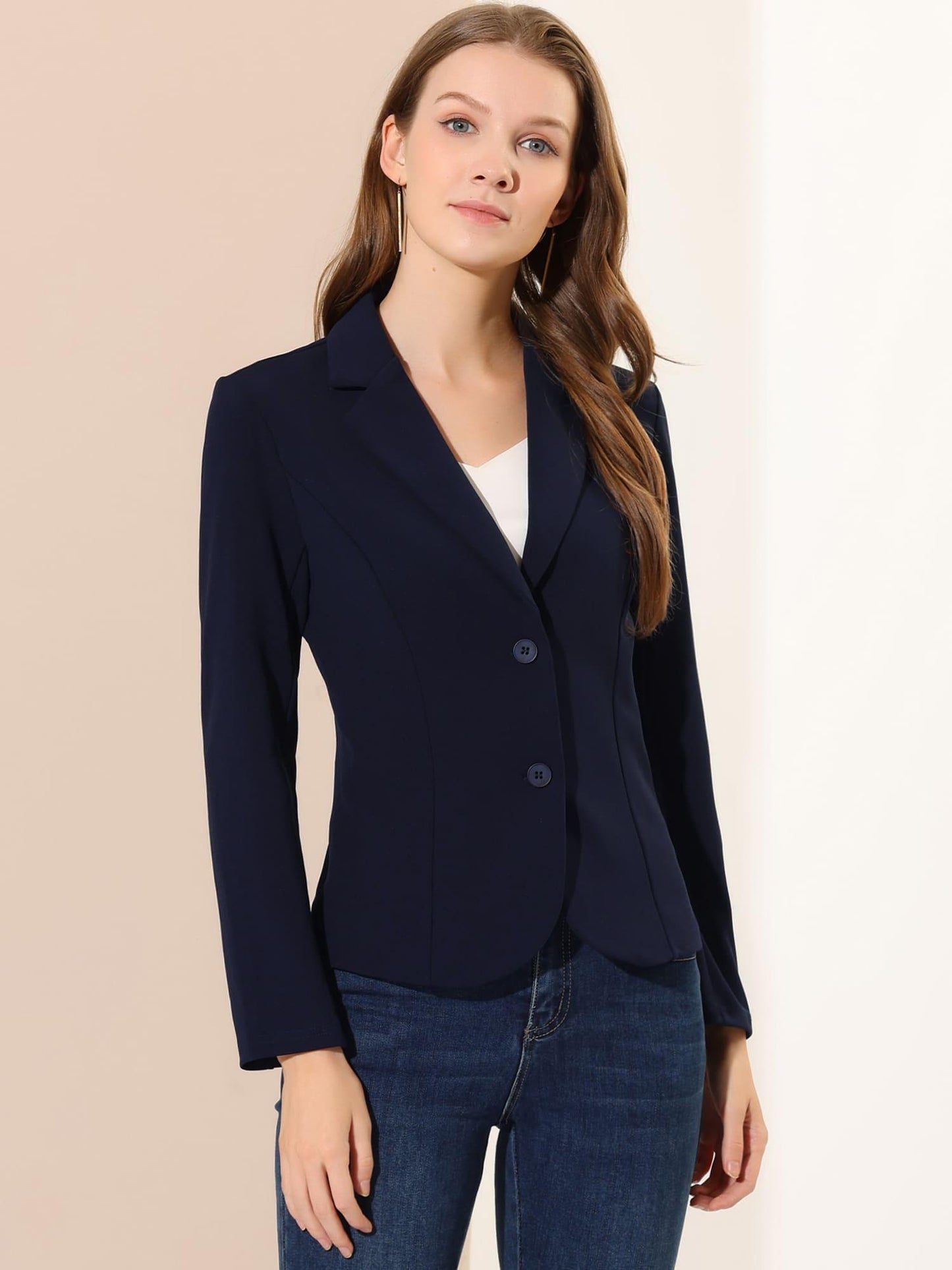 Women's Work Office Blazer Stretch Lapel Collar Long Sleeve Jacket Suit Blazer Blazers for Women