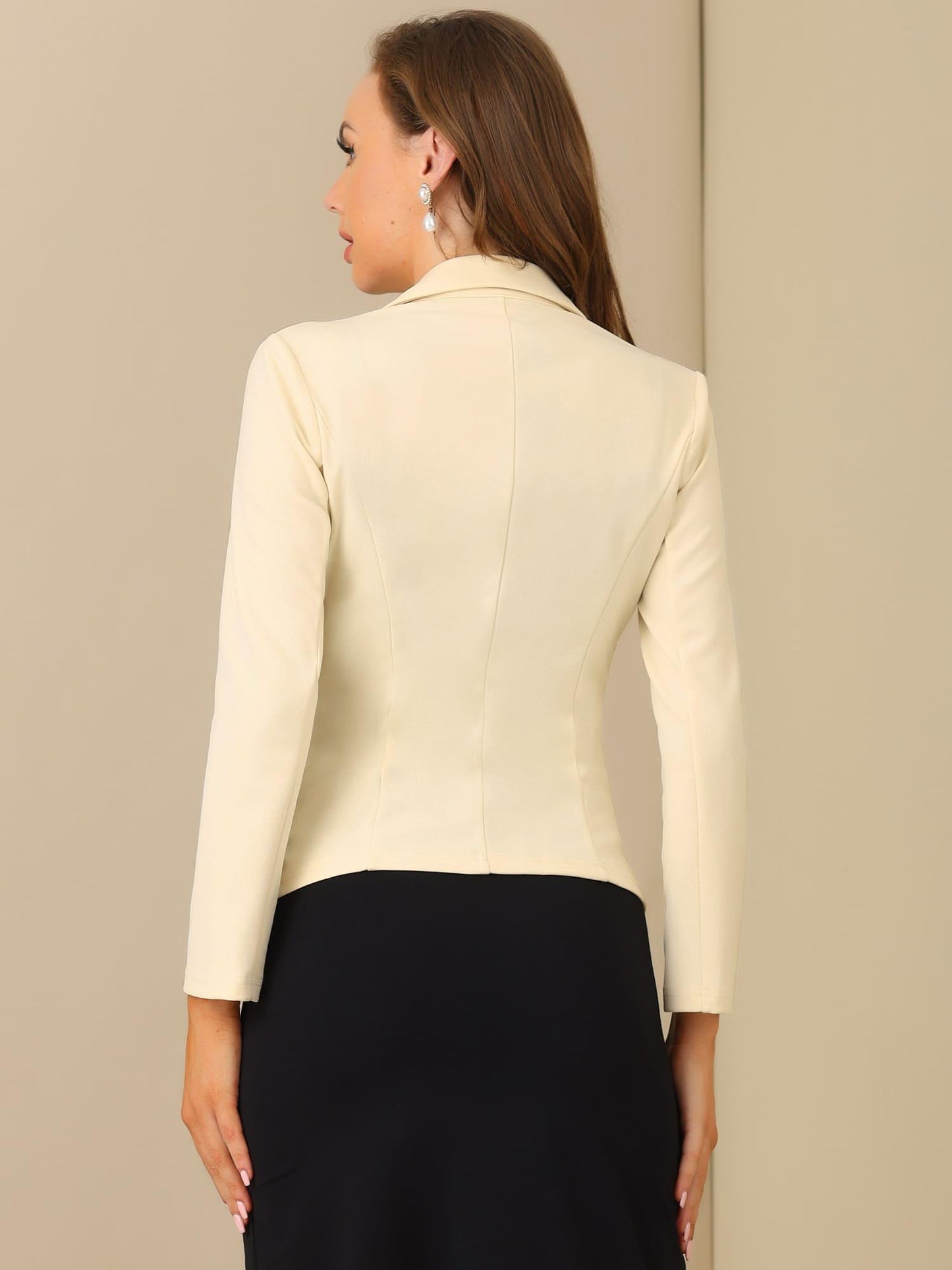 Women's Work Office Blazer Stretch Lapel Collar Long Sleeve Jacket Suit Blazer Blazers for Women