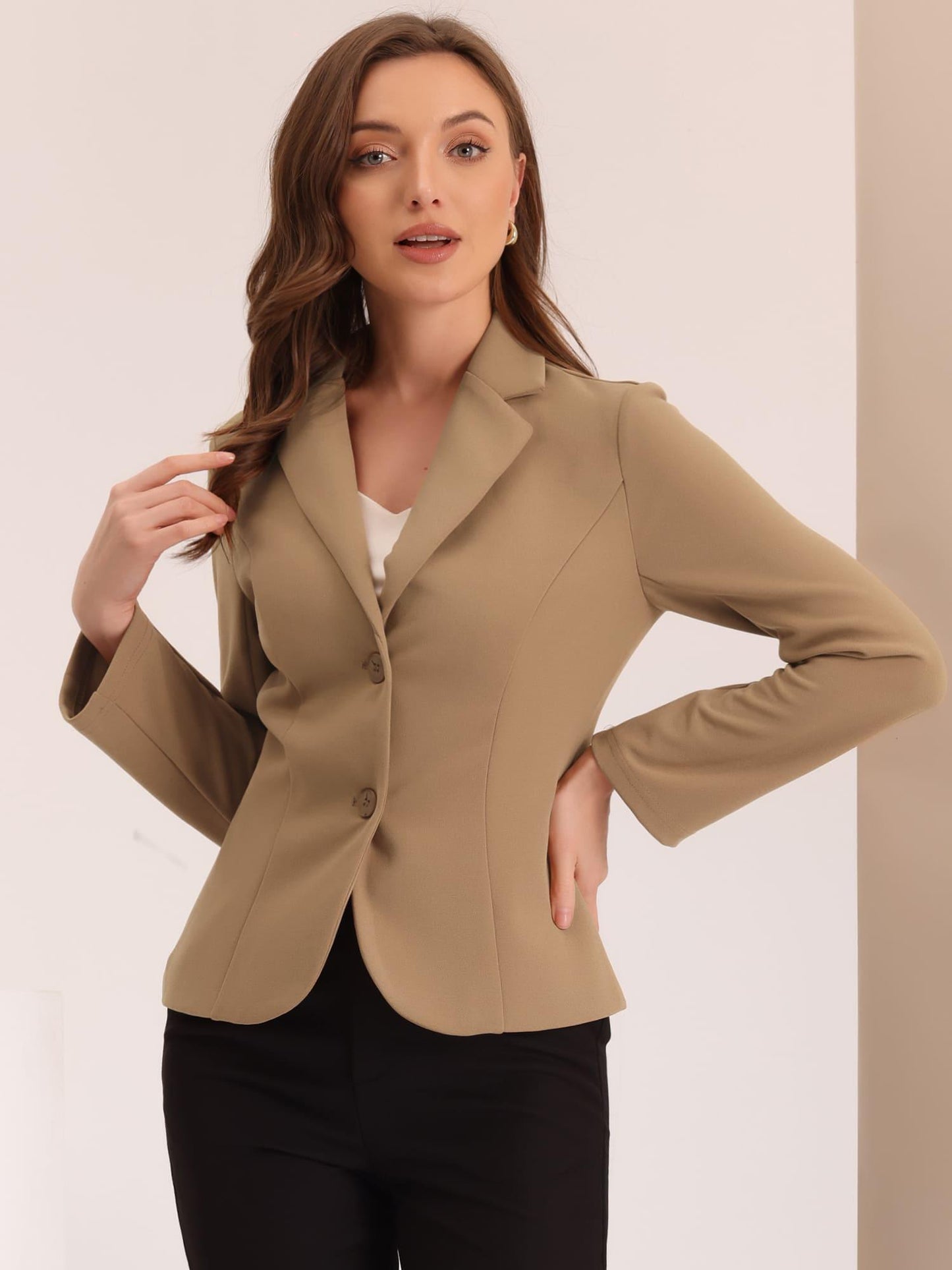 Women's Work Office Blazer Stretch Lapel Collar Long Sleeve Jacket Suit Blazer Blazers for Women