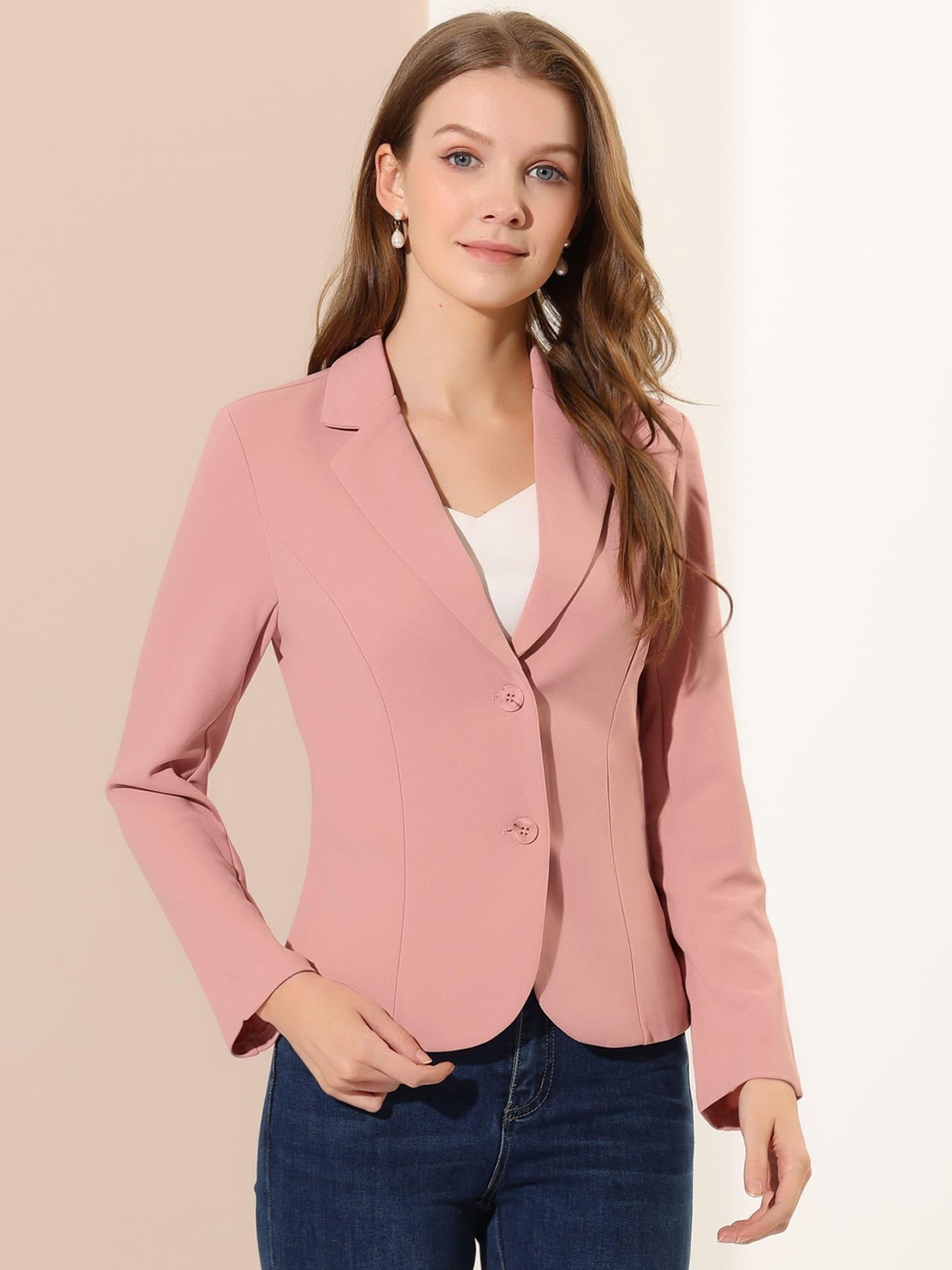 Women's Work Office Blazer Stretch Lapel Collar Long Sleeve Jacket Suit Blazer Blazers for Women