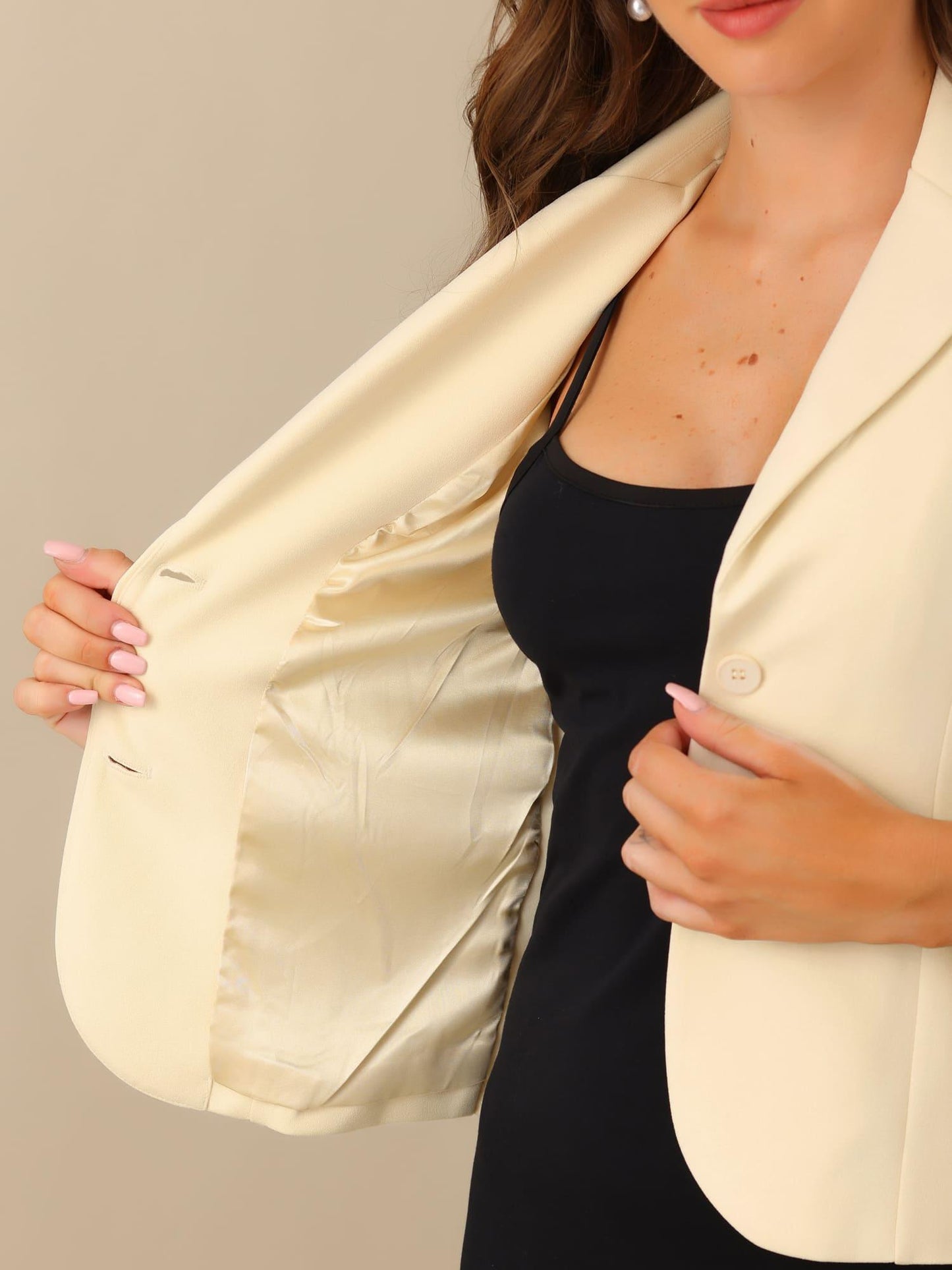 Women's Work Office Blazer Stretch Lapel Collar Long Sleeve Jacket Suit Blazer Blazers for Women