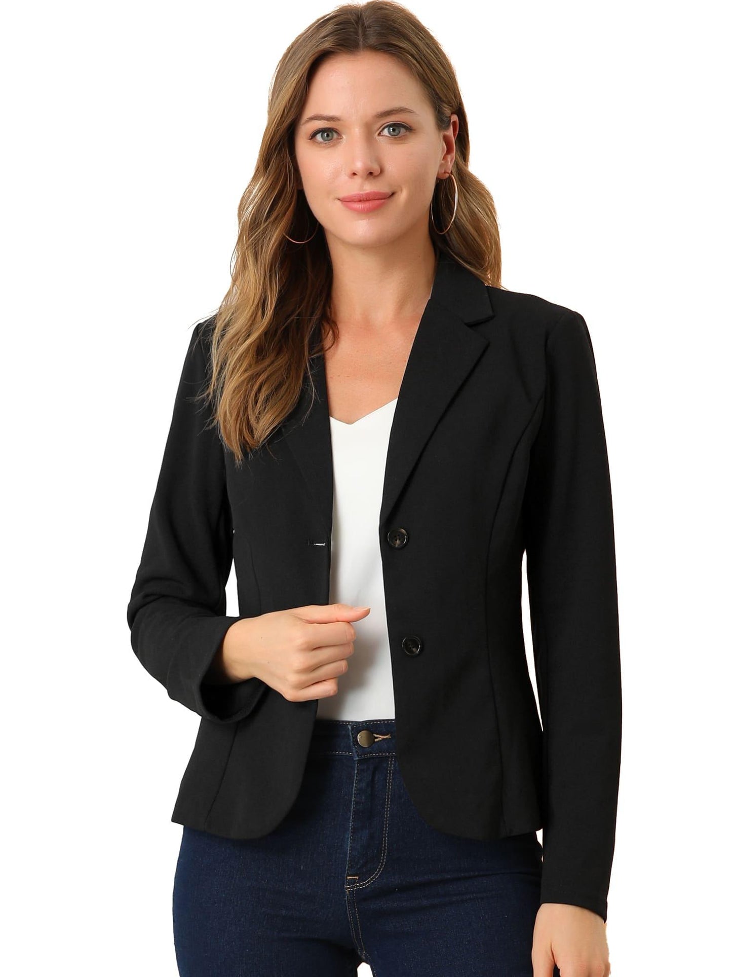 Women's Work Office Blazer Stretch Lapel Collar Long Sleeve Jacket Suit Blazer Blazers for Women