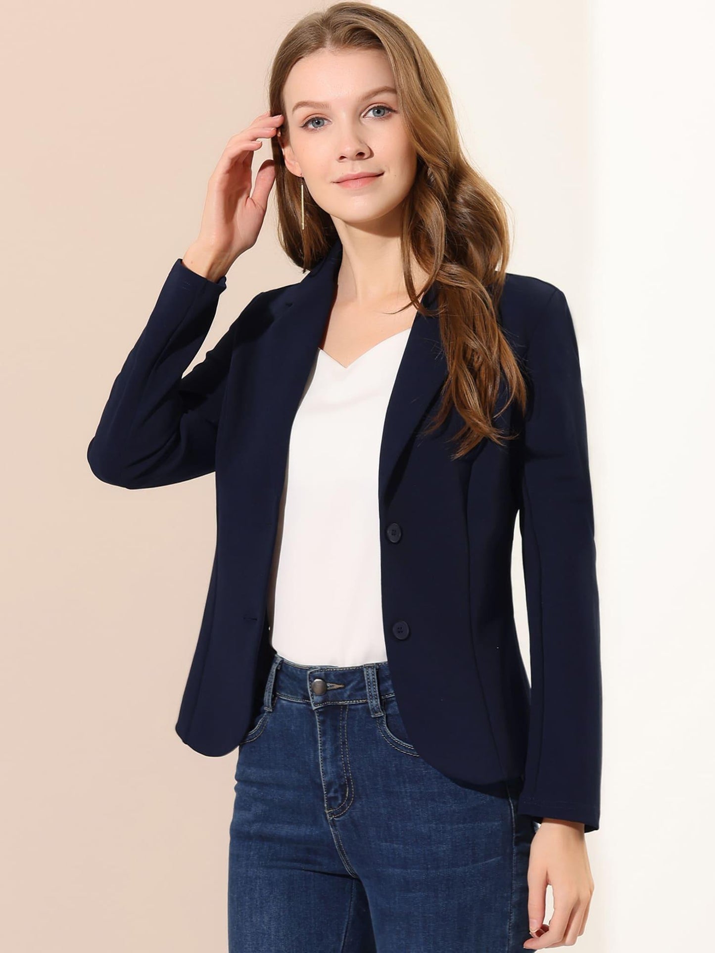 Women's Work Office Blazer Stretch Lapel Collar Long Sleeve Jacket Suit Blazer Blazers for Women