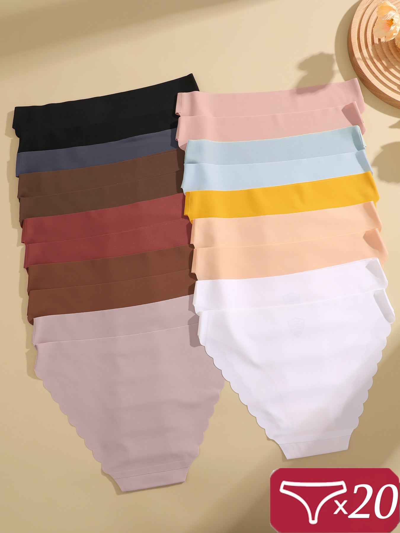20pcs Solid Color Panties Ice Panties Sexy Seamless And Traceless Underwear Solid Color Lingerie