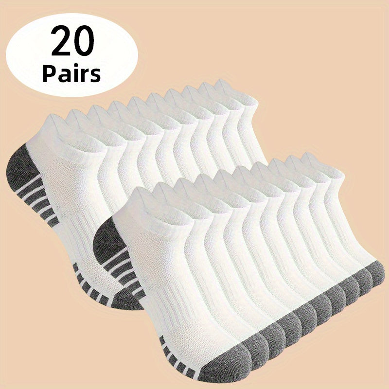 Men's Solid Color Ankle Socks - 20-Pair Pack