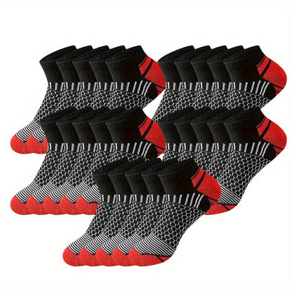 60-Pair Men's Ankle Socks, Low-Cut No-Show Socks for Summer, Autumn, Winter, All Seasons, Sweat-Absorbent, 60-Pair, Colors Random