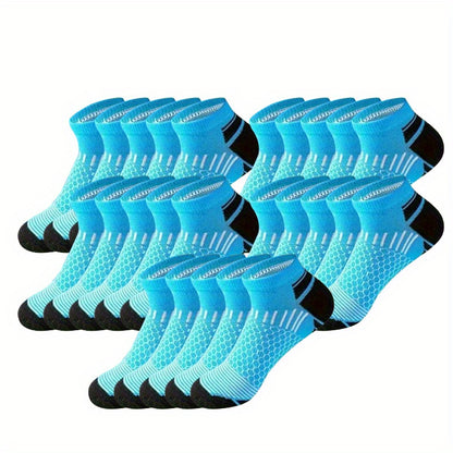 60-Pair Men's Ankle Socks, Low-Cut No-Show Socks for Summer, Autumn, Winter, All Seasons, Sweat-Absorbent, 60-Pair, Colors Random