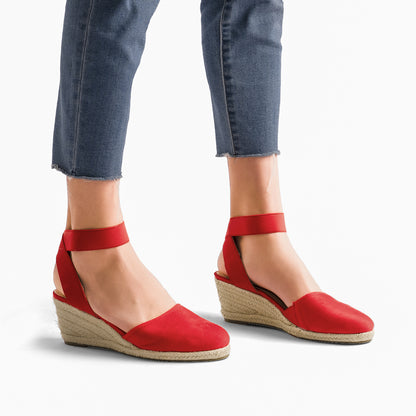 Women's Elastic Ankle Strap Espadrilles Wedge Sandals Closed Toe Platform For Women Ankle Strap Casual Comfortable Wedge Sandals Breathable And Comfortable, Suitable For Spring, Summer And Fall
