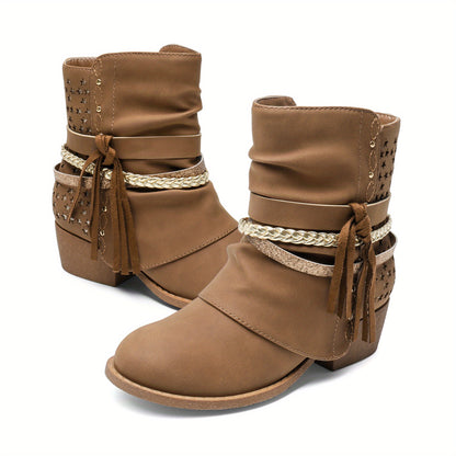 Girls Ankle Boots Side Zipper Low Heels Boots Little Kid/Big Kid