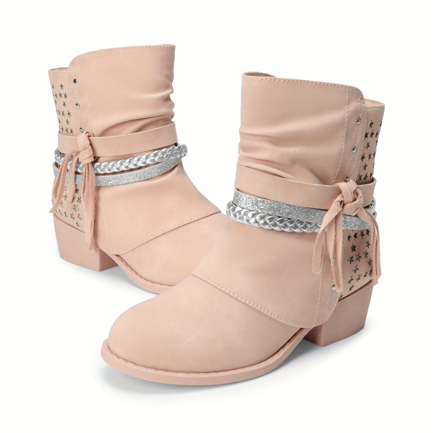 Girls Ankle Boots Side Zipper Low Heels Boots Little Kid/Big Kid