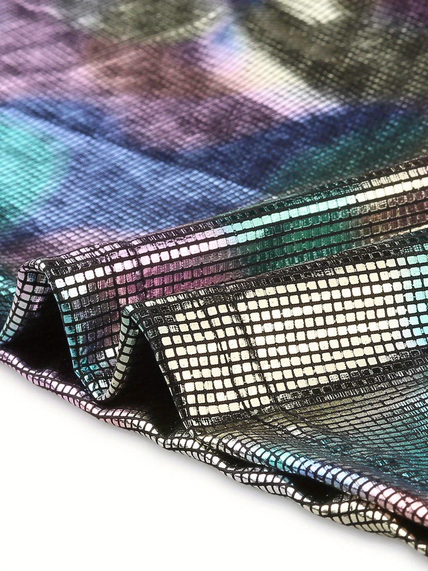 Metallic Holographic Women's High Waist Sleeveless Club Party Disco Dress