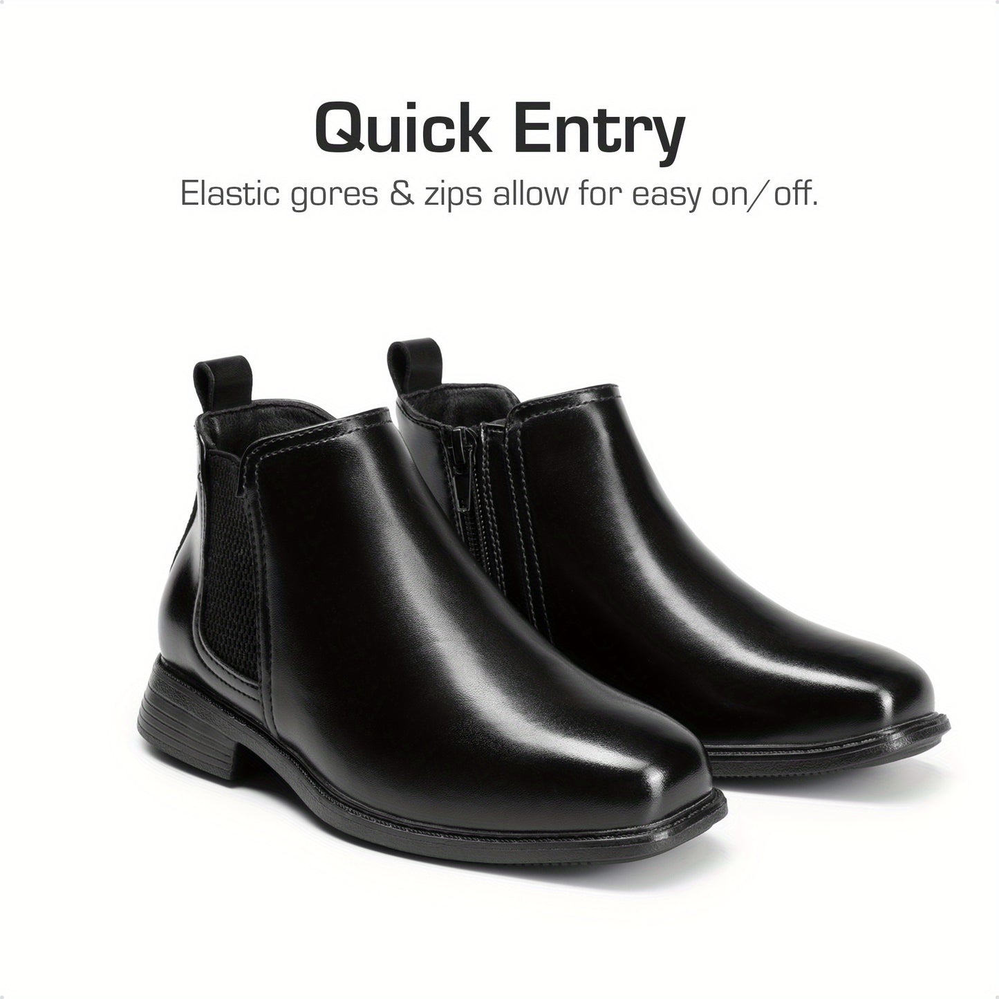 Boys  Boots Side Zipper Classic Dress Boots for Kids