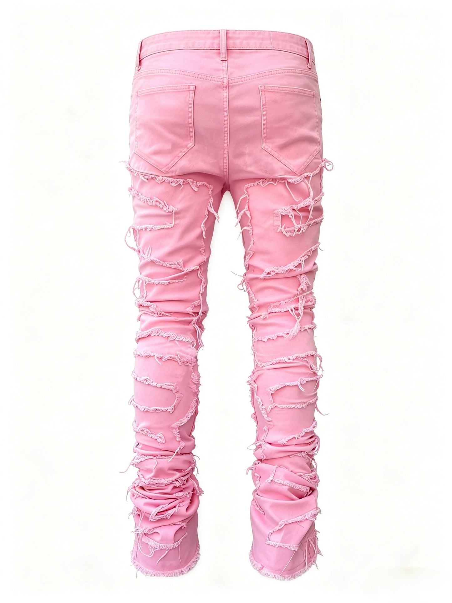 Men's Creative Tassel Decor Straight Fit Jeans, Men's Casual Mid-Rise Elastic Street Style Hip-Hop Skate Rap Jeans for All Seasons