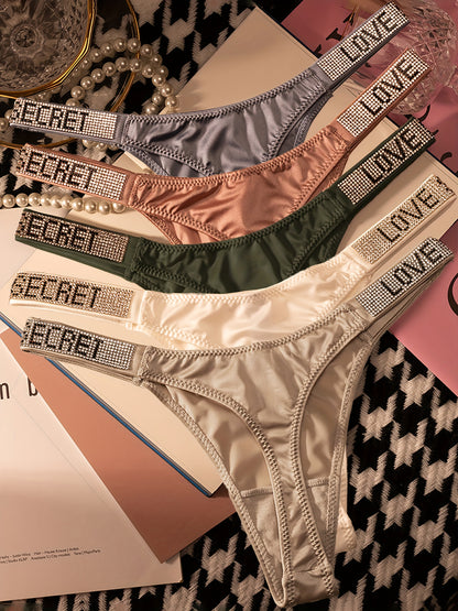5 Sexy Rhindiamonds Thongs Underwear Womens Panties Women'S Fitness Exercise Hip Lift Low Waist High Slit Fashion T Pants Comfortable Breathable Women'S Lingerie And Underwear