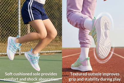 Boys Girls Gradient Color Sports Shoes Low Top Shock Absorbent EVA Sole Breathable Mesh Casual Sneakers Tennis Shoes Easy On/Off for School Competition Daily Wear