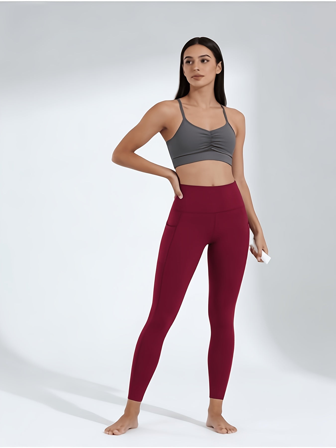 Women's Side Pocket Yoga Pants, Phone Pocket, High-waisted Butt-lifting, High-stretch Breathable, Versatile for Running And Fitness