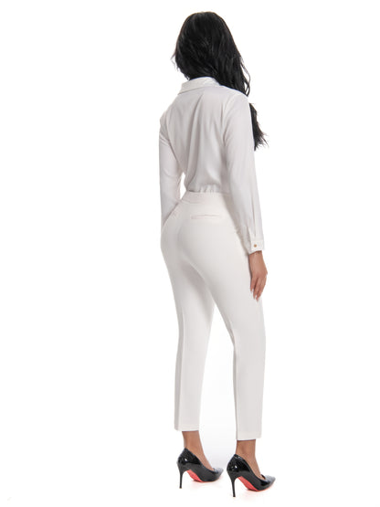 Women'S Mid Waisted Slim Fit Ankle Length Stretch Trousers Vibrant Red High Stretch Fabric with Pockets, Elegant Office Workwear & Evening Out Pants, Machine Washable All-Season Versatile Bottoms, Formal Attire Trousers, Easycare Trouser