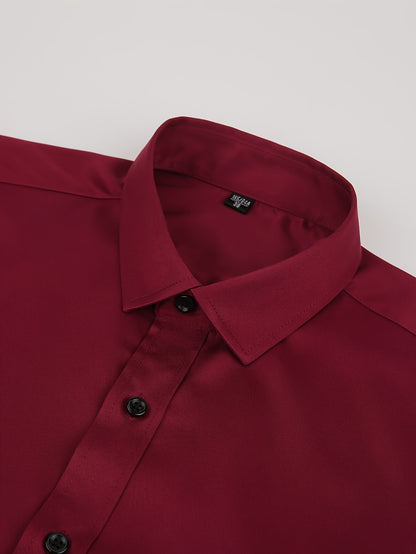 Men's Cufflink Shirt 2026 Spring/Summer French Cuff Shirt Breathable, Stretchy, Wrinkle-Resistant Business Casual Easter Gift Suitable for Men, Husband, Father Holiday Cruise Essential Short-Sleeve Shirt Summer Top Formal Dress Shirt