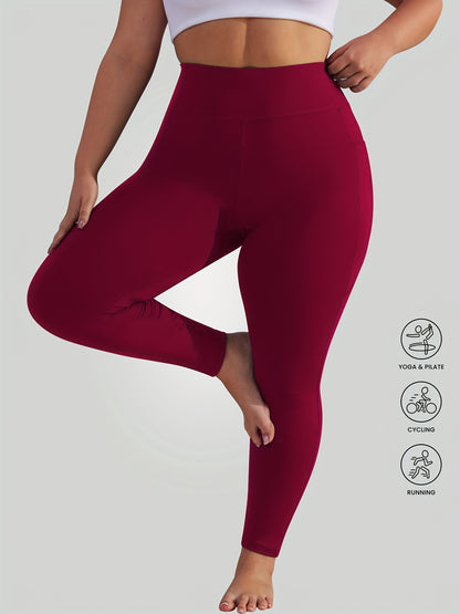 3-Pack Women's High-Waisted Yoga Pants with Pockets - Tummy Control Cycling Workout Leggings, Soft Stretchy Fabric, All-Season Comfort, Solid Color, Cropped Length